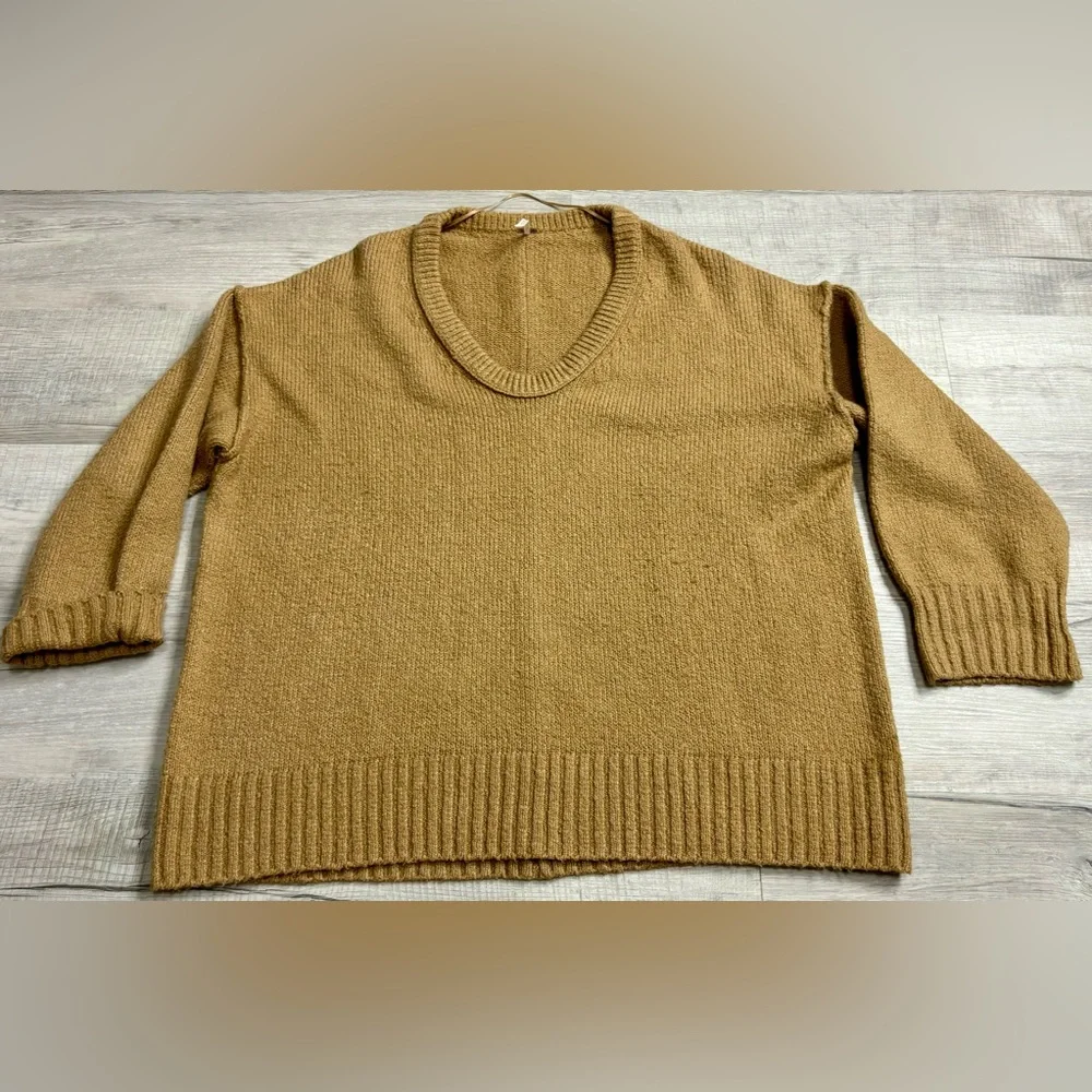 Free People Brookside Dolman-Sleeve Tunic Sweater, Desert Camel, Large - Picture 2 of 6